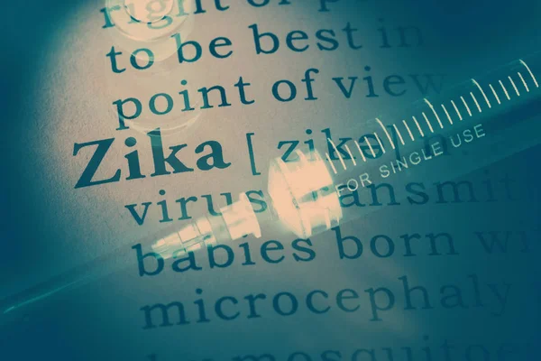 Définition de zika et seringue médicale — Photo