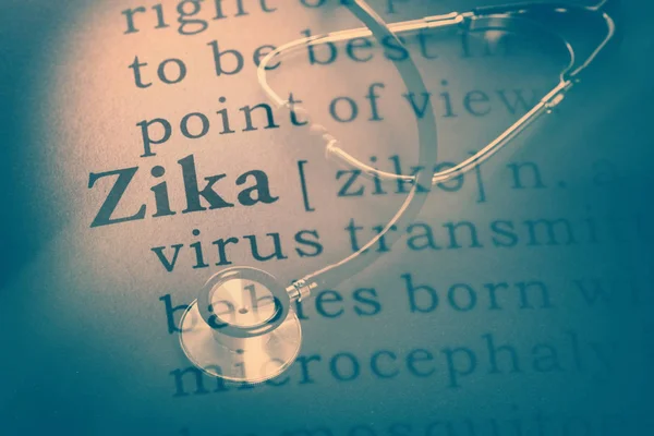 Définition de zika et stéthoscope médical — Photo