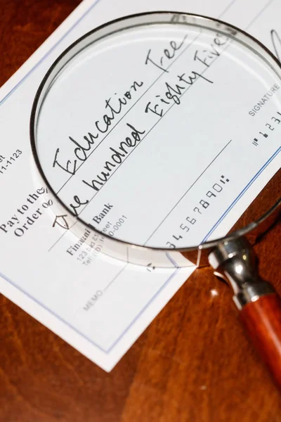 Cheque for education fee — Stock Photo, Image