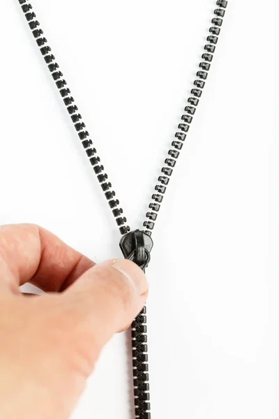Black plastic zipper — Stock Photo, Image