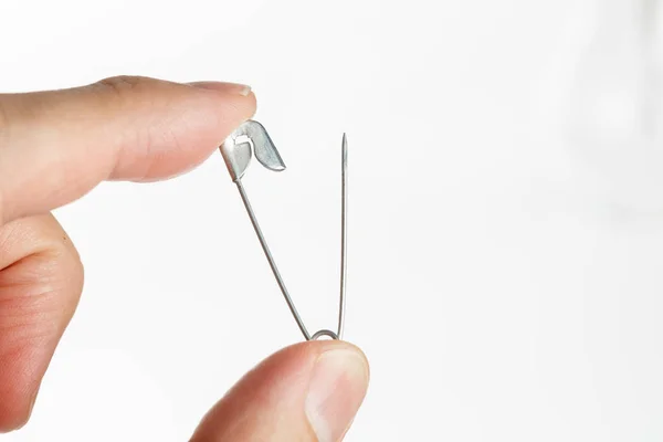 Silver safety pin — Stock Photo, Image