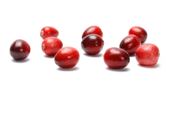 Rote Frische Rohe Preiselbeeren Isoliert Auf Weißem Hintergrund Produkte Bei — Stockfoto