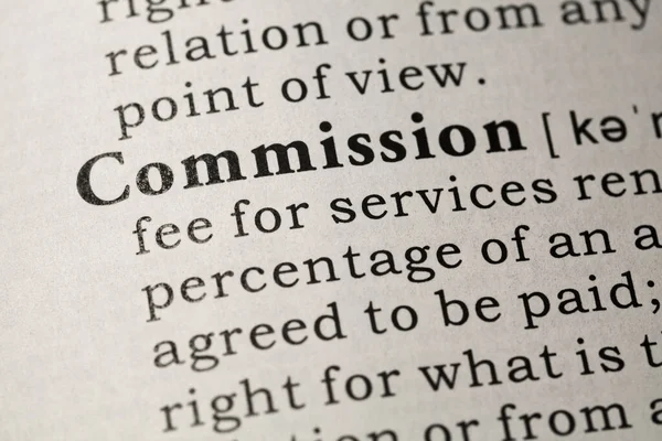 Definition of commission — 图库照片