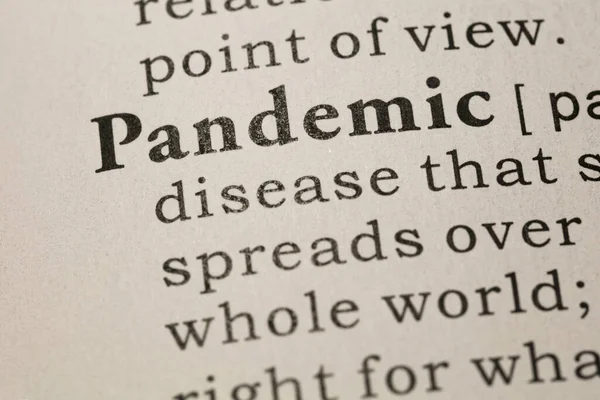 Fake Dictionary Wörterbuch Definition Des Wortes Pandemie — Stockfoto