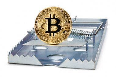 Altın bitcoin ile fare kapanı.