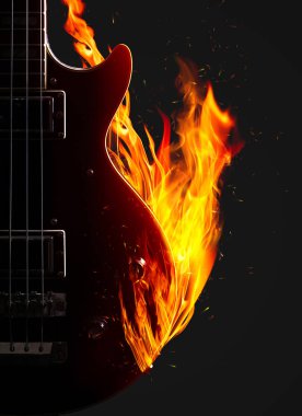 Yangın elektronik bas gitar.