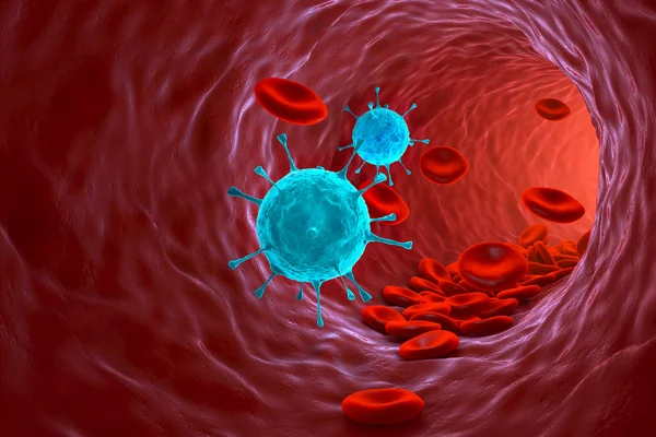 3D render illüstrasyon insan kan hücrelerinin.