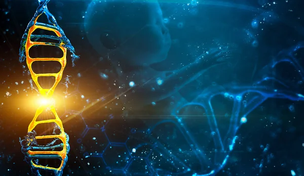 Структура ДНК цифрової ілюстрації на синьому фоні — стокове фото