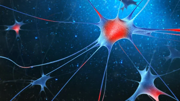神経細胞の 3 d レンダリング. ロイヤリティフリーのストック写真
