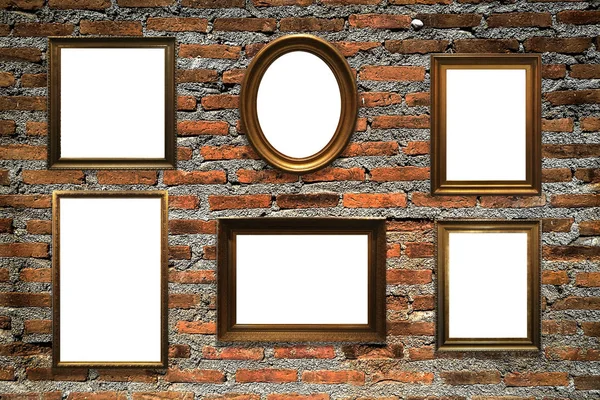 wooden picture frame on old wall background