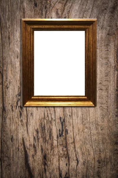 Dřevěný fotorámeček na staré dřevěné pozadí — Stock fotografie