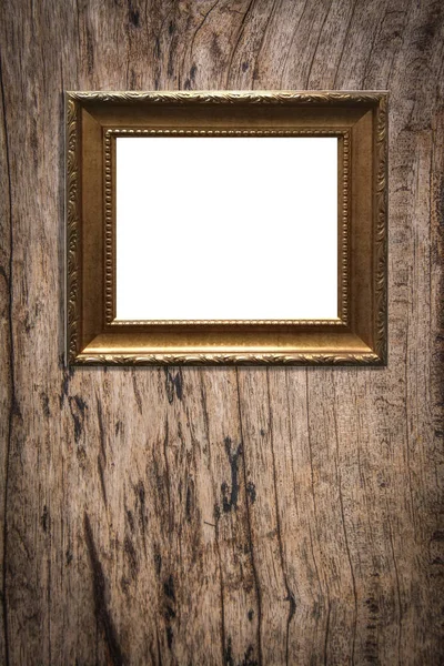 Dřevěný fotorámeček na staré dřevěné pozadí — Stock fotografie