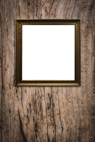 Wooden picture frame on old wood background