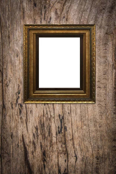 wooden picture frame on old wood background