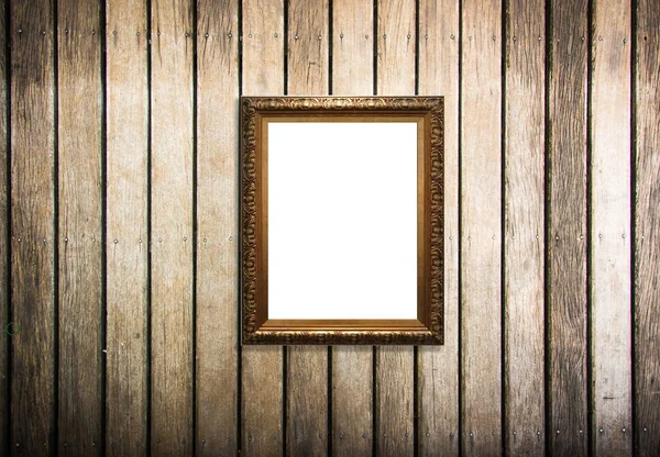 Holz Bilderrahmen auf altem Holz Hintergrund — Stockfoto