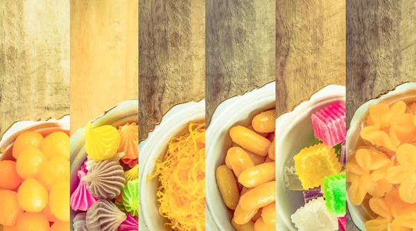 Thailändisches Dessert, thailändische Süßigkeiten, Bilder Vintage-Stil — Stockfoto
