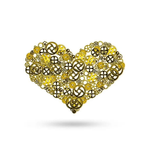 Brain symbol ,gears arrangement shape heart — Stock Photo, Image