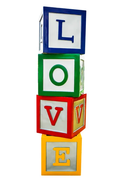 "LOVE "palabra en bloques de madera — Foto de Stock