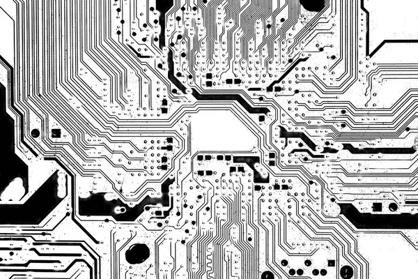 Obwód elektryczny, czarny & białe tło — Zdjęcie stockowe