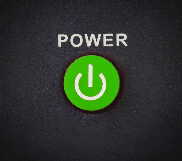On button, glowing green — Stock Photo, Image