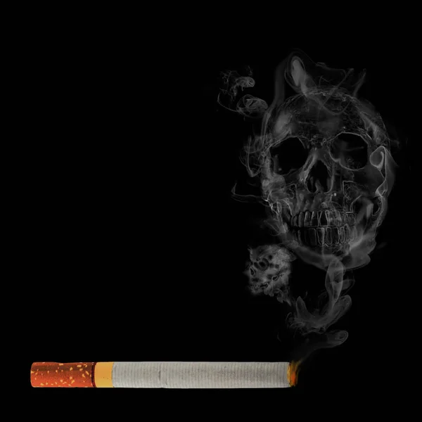 Cigarette with skull smoke effect — Stock Photo, Image