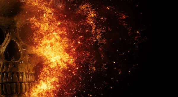 Schedel vlammen vuur effect — Stockfoto