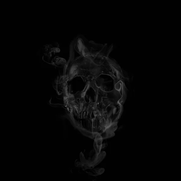 Efeito de fumaça do crânio no fundo preto — Fotografia de Stock