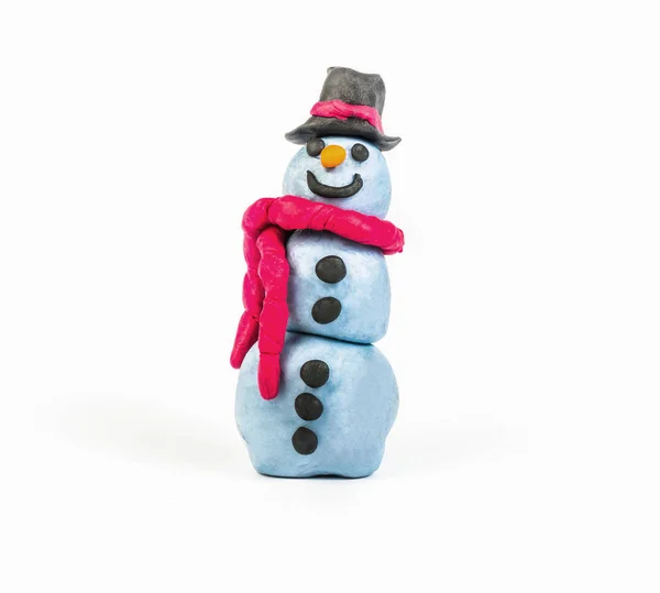 Clay snowman on white background — Stock Photo, Image