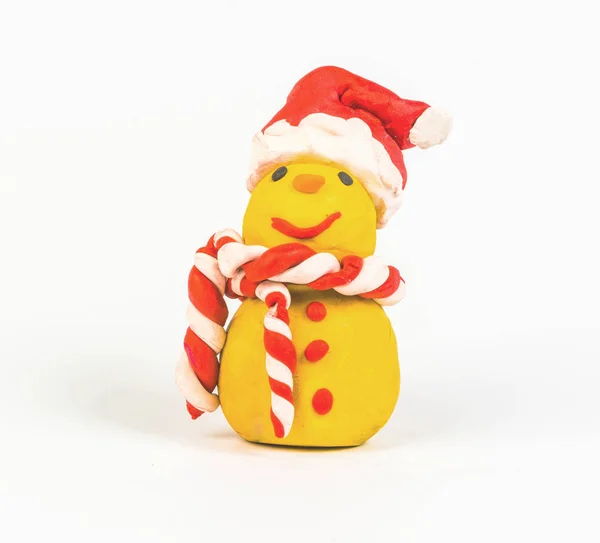 Clay snowman on white background — Stock Photo, Image