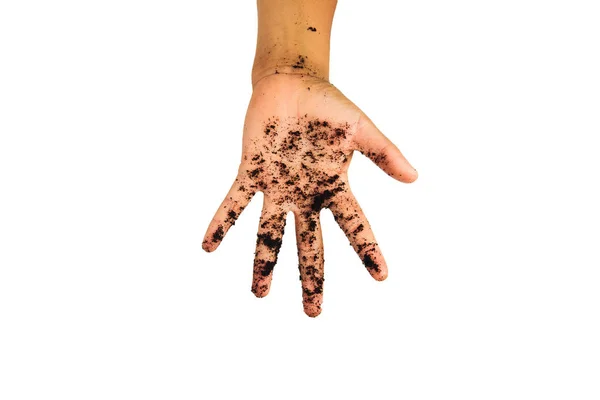 Ruce špinavé s jílem — Stock fotografie