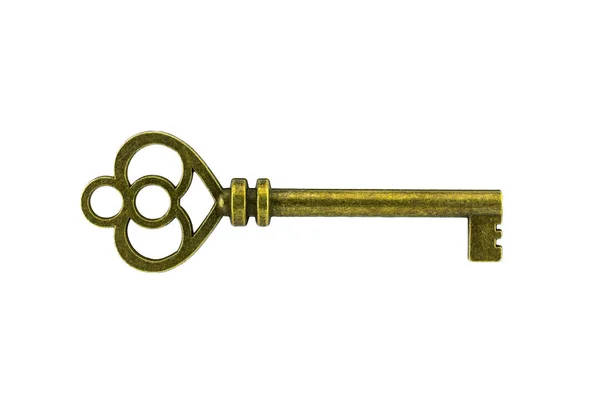 Vintage-Schlüssel auf weißem Hintergrund — Stockfoto