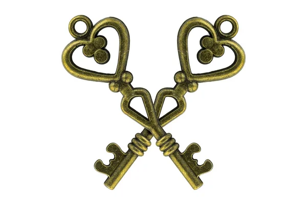 하얀 배경에 있는 빈티지 열쇠 — 스톡 사진