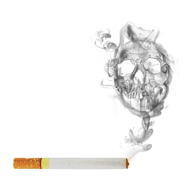 Cigarette with skull smoke effect — Stock Photo, Image