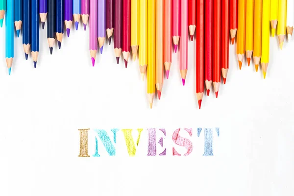 Invest drawing by colour pencils — Stock Photo, Image