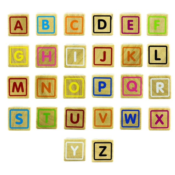 Englische Buchstaben auf dem Holz — Stockfoto