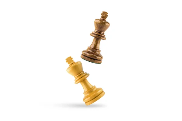 白い背景の上のチェス木材 — ストック写真