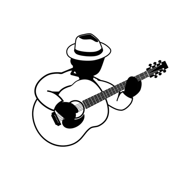 Tocar guitarra acústica - ícone vetorial — Vetor de Stock