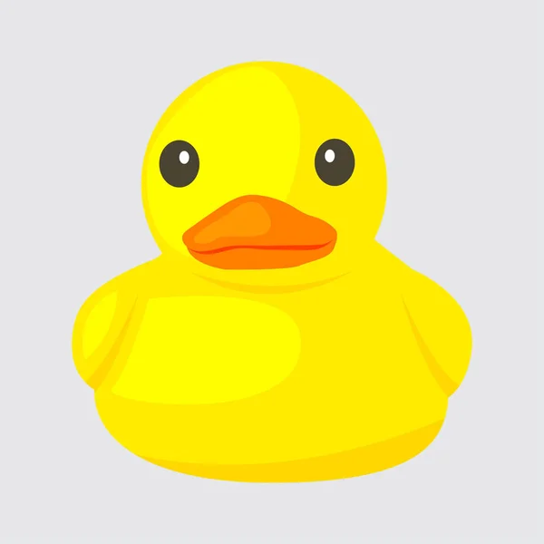 Canard de bain sur fond blanc, jouet de canard, canard en caoutchouc jaune mignon — Image vectorielle