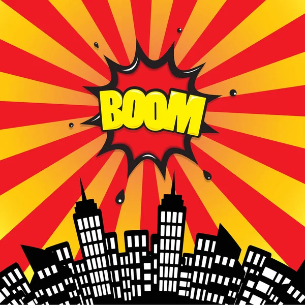Boom ikonen komiska på bakgrund — Stock vektor