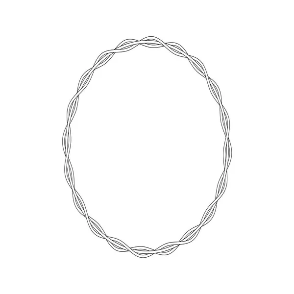 Cadre de cercle de style linéaire vectoriel avec rose — Image vectorielle