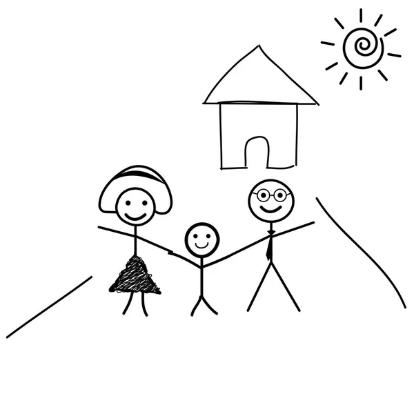 Famiglia felice su sfondo bianco — Vettoriale Stock