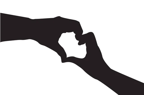 Silhouet hand in hart vorm — Stockvector