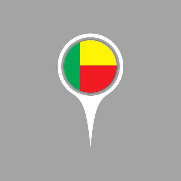 Vlag van Benin, pin — Stockvector