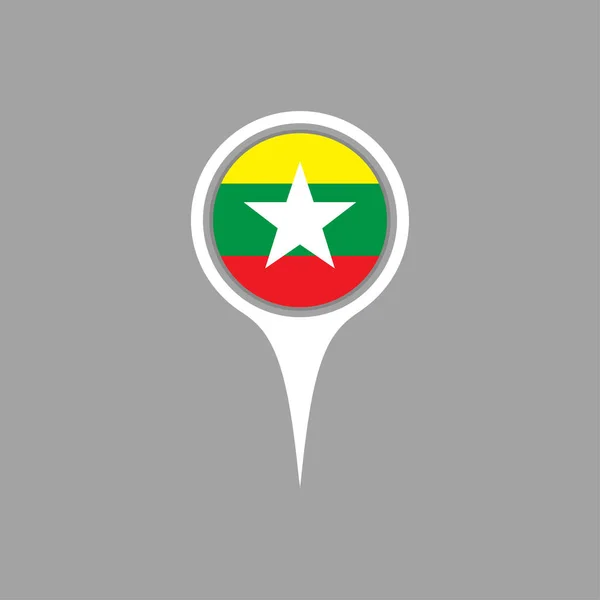 Bandera de Birmania, pin — Vector de stock