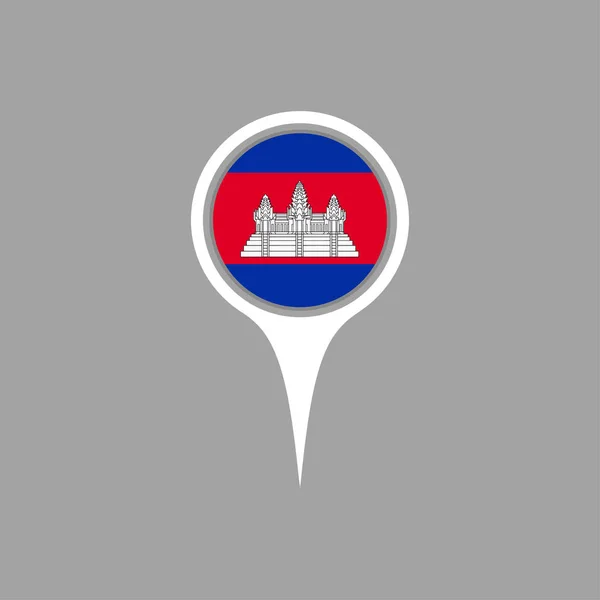 Drapeau du Cambodge, épingle — Image vectorielle