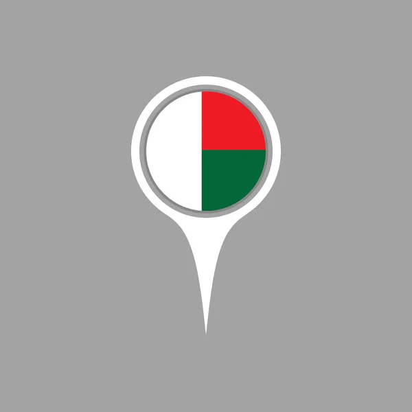 Drapeau madagascar, broche — Image vectorielle