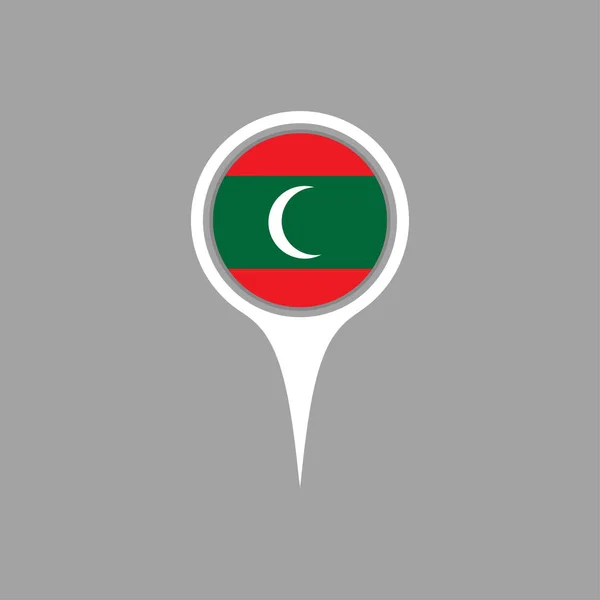 Bandera de Maldivas, pin — Vector de stock