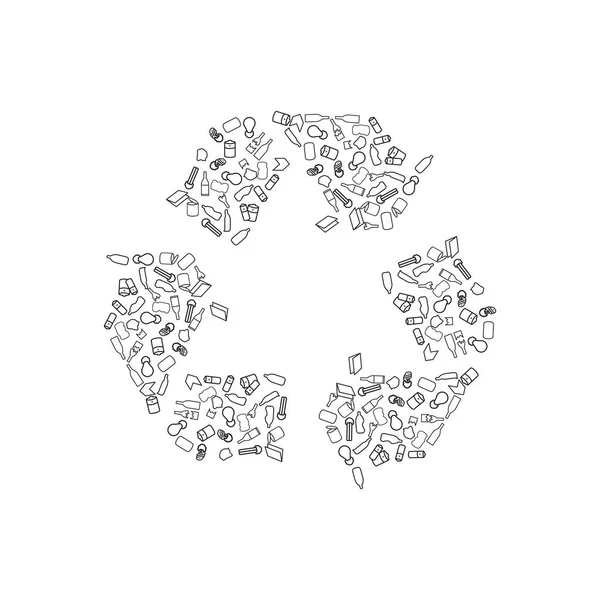 Icônes de recyclage, y compris le papier, le verre, l'aluminium, le carton et le plastique . — Image vectorielle