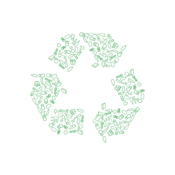 Ikony, w tym papieru, szkła, aluminium, tektury i tworzyw sztucznych recykling. — Wektor stockowy