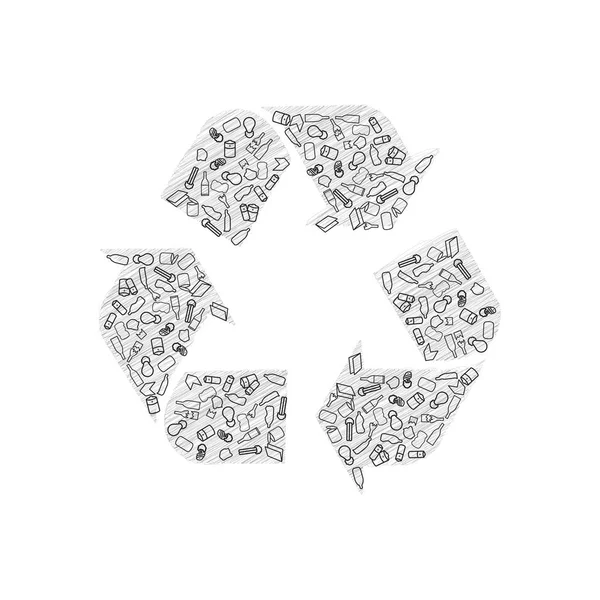 Icônes de recyclage, y compris le papier, le verre, l'aluminium, le carton et le plastique . — Image vectorielle